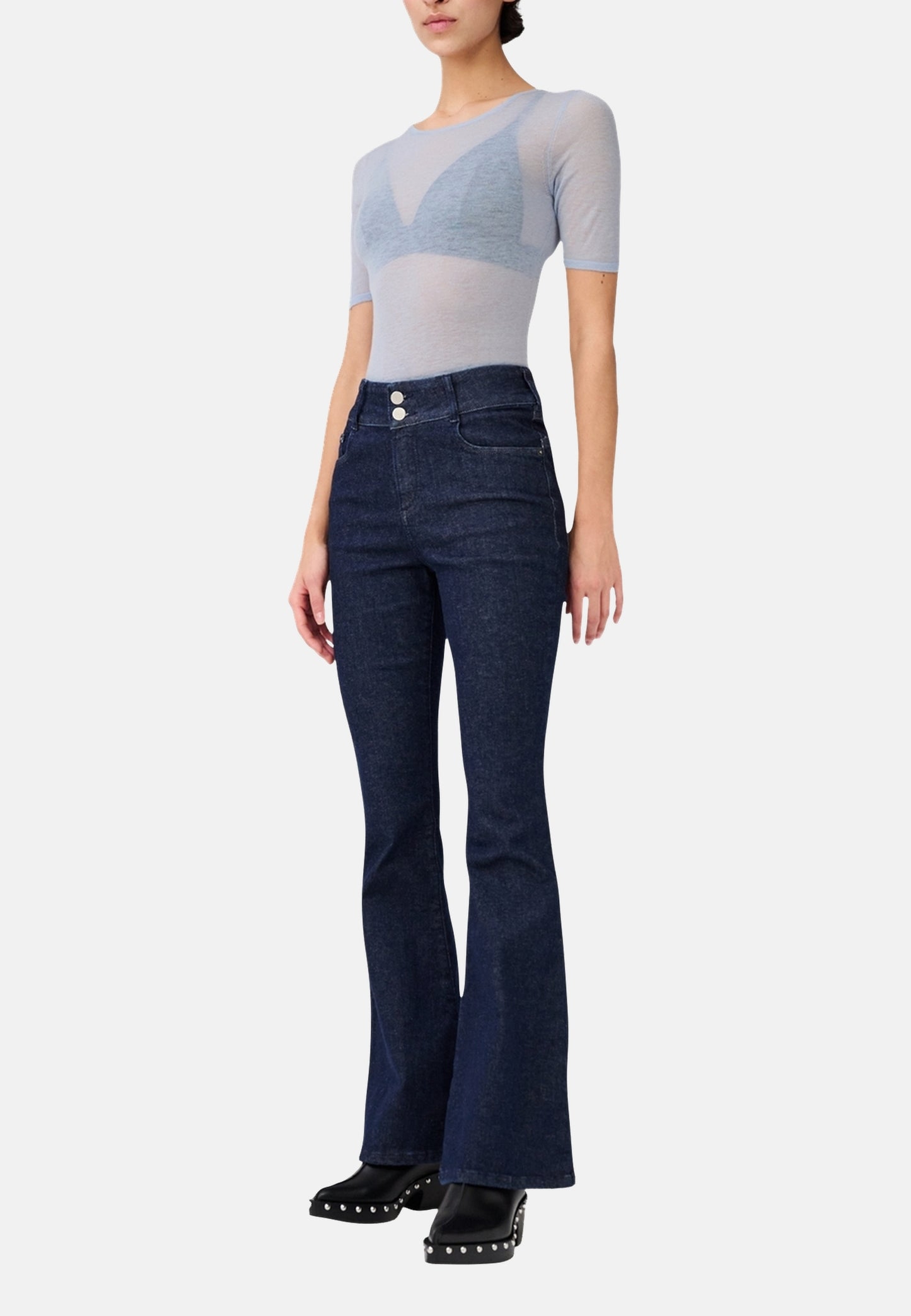 Flared High Rise Denim Pants
