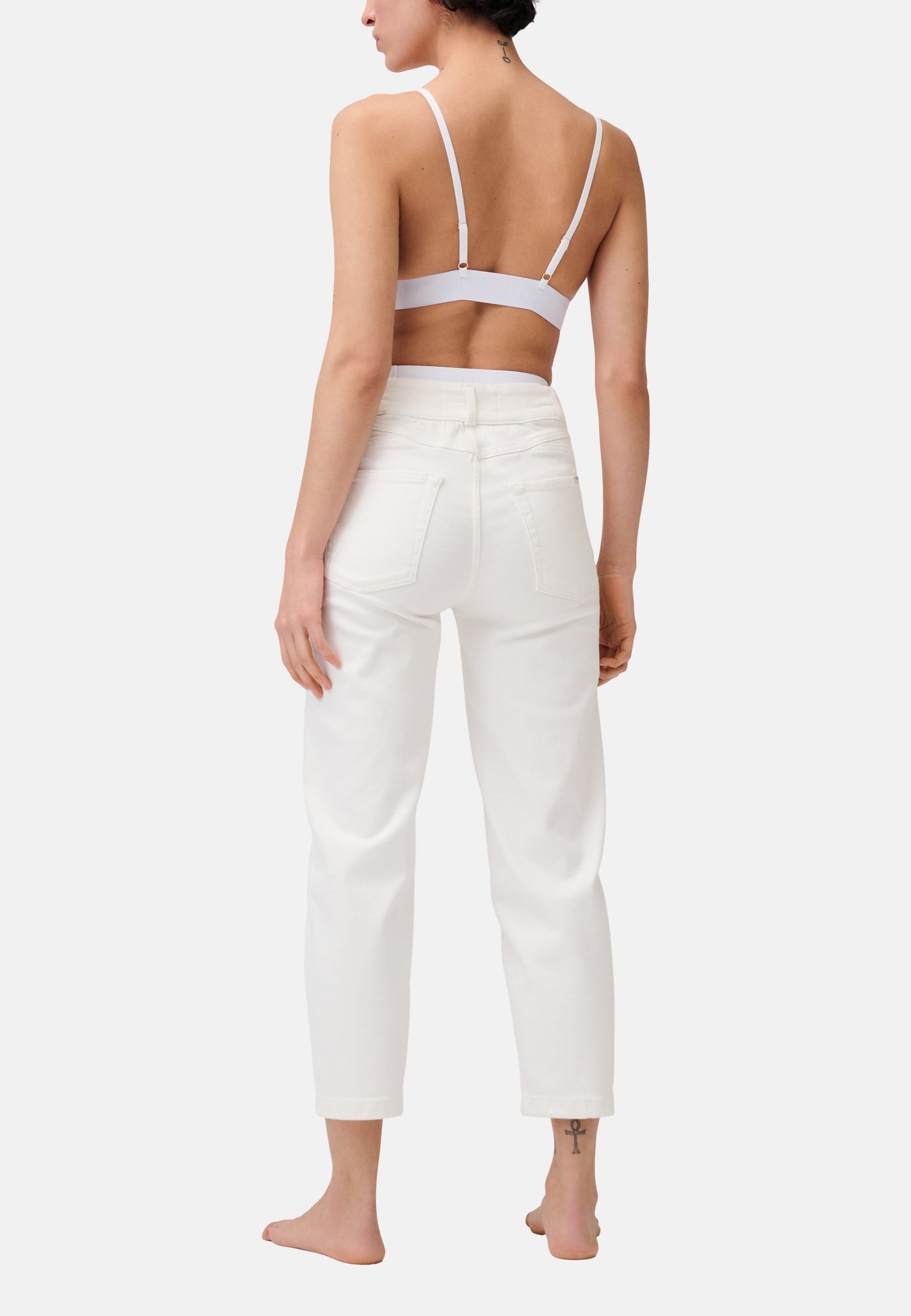 Cropped High Rise Denim Pants