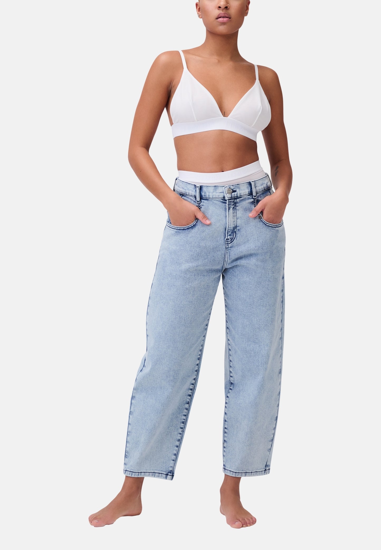 Relaxed Denim High Rise Pants