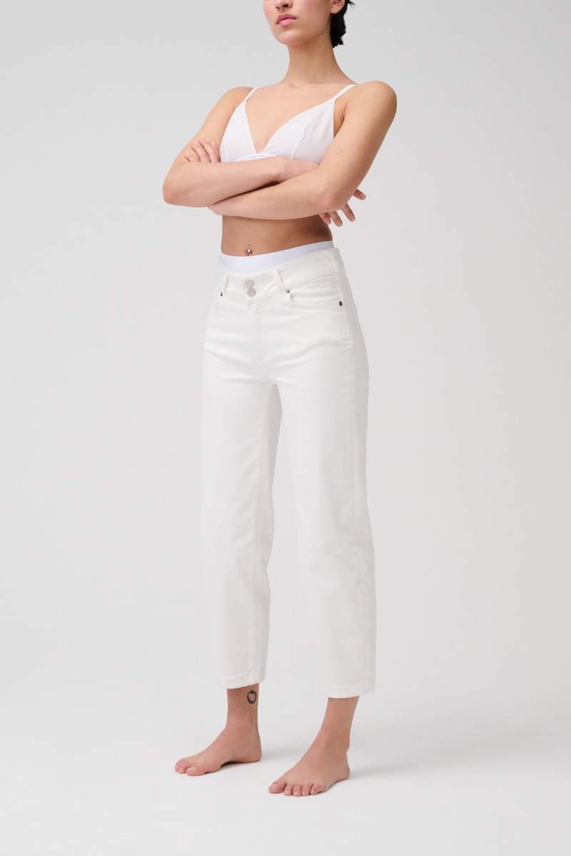 Cropped High Rise Denim Pants